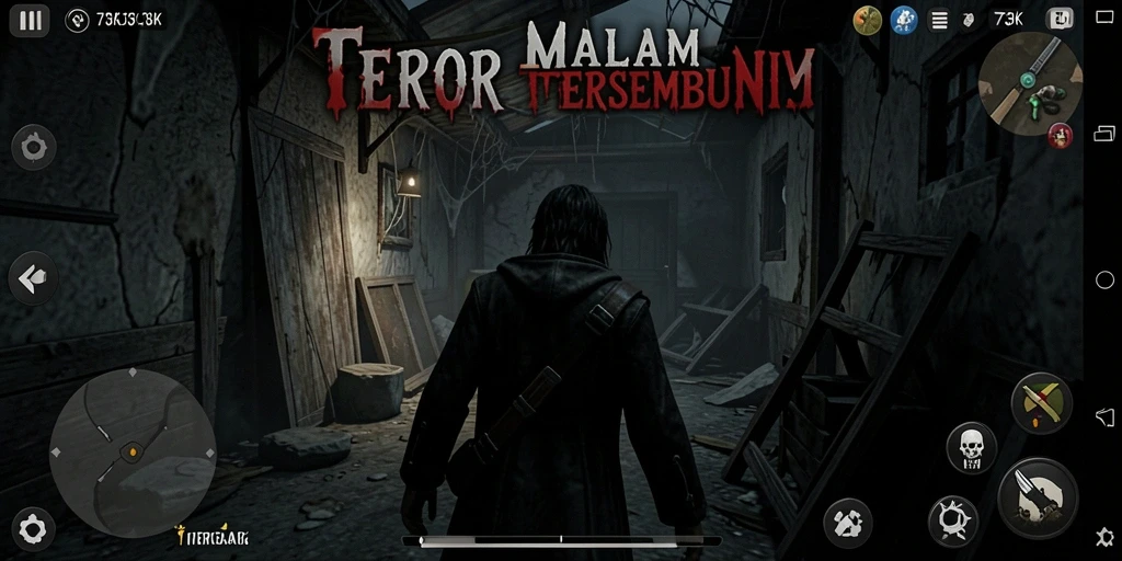 Screenshot menampilkan karakter dalam situasi yang menegangkan di dalam 73K.