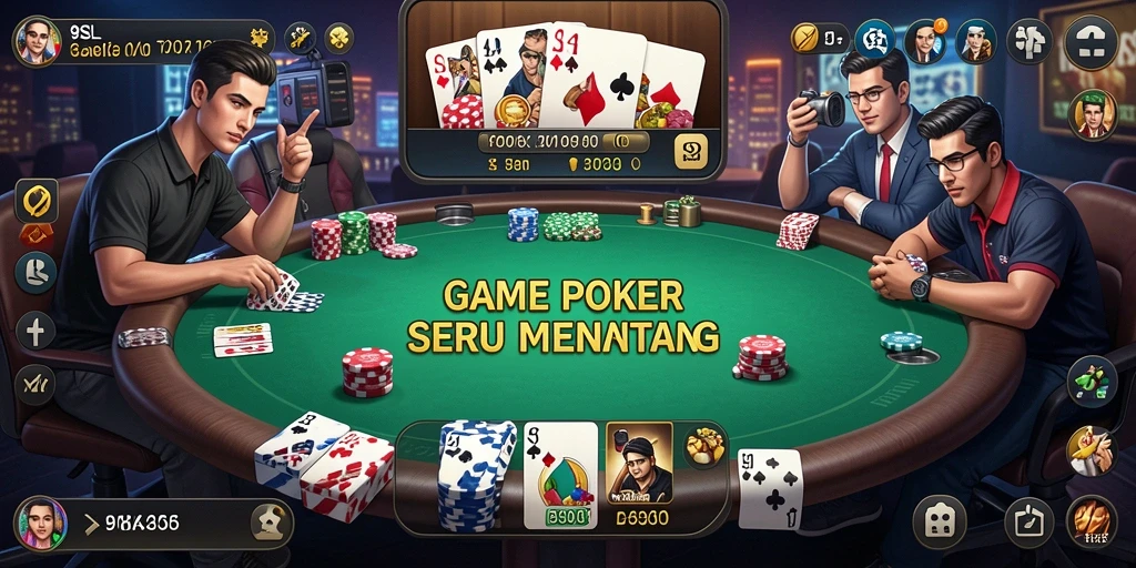 Screenshot utama 9SL menampilkan gameplay Poker yang intens.