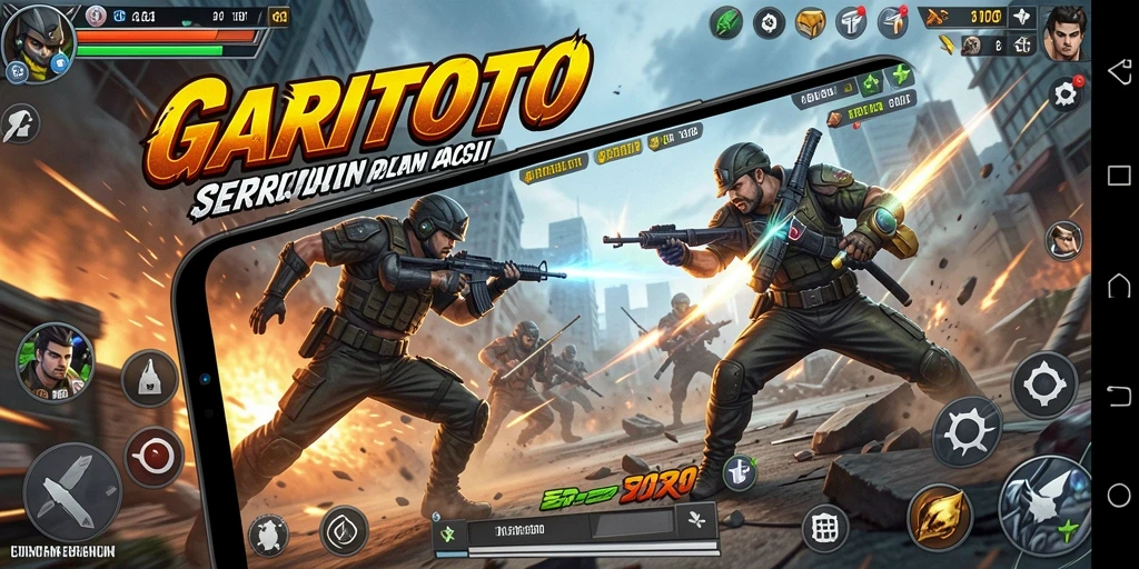 Tampilan aksi mendebarkan GARITOTO dengan berbagai karakter bertarung.