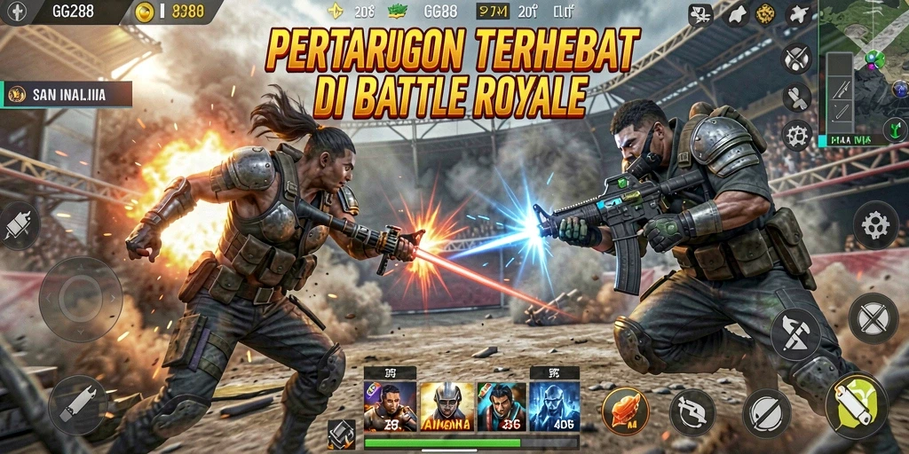 Tampilan gameplay intens di GG288 dengan momen pertempuran seru.