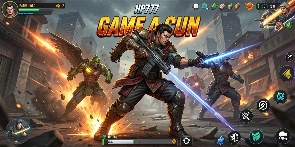 Tampilan aksi mendebarkan dalam gameplay HP777.