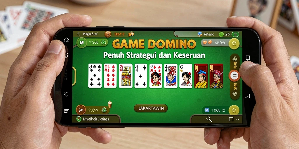 Tangkapan layar utama JAKARTAWIN menampilkan keseruan dalam bermain Domino.