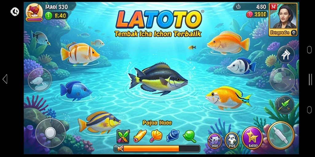 Tampilan menarik dari gameplay LATOTO saat berburu ikan.