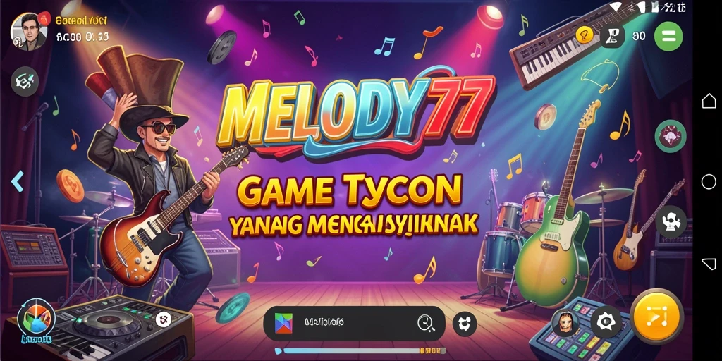 Tampilan gameplay yang menampilkan manajemen artis dan acara konser.