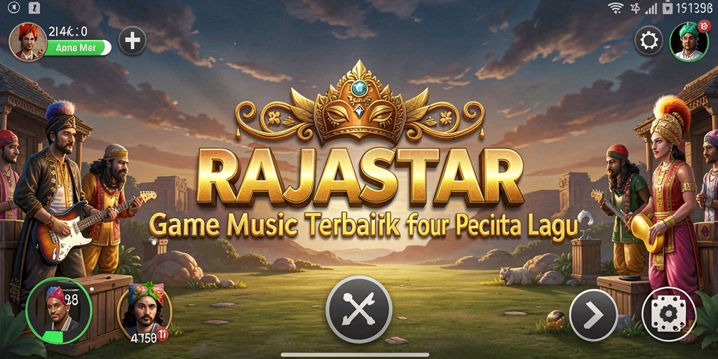 Screenshot RAJASTAR menampilkan antarmuka permainan musik yang menarik.