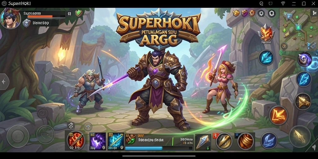 Screenshot menunjukkan aksi epik dalam pertempuran ARPG SUPERHOKI.